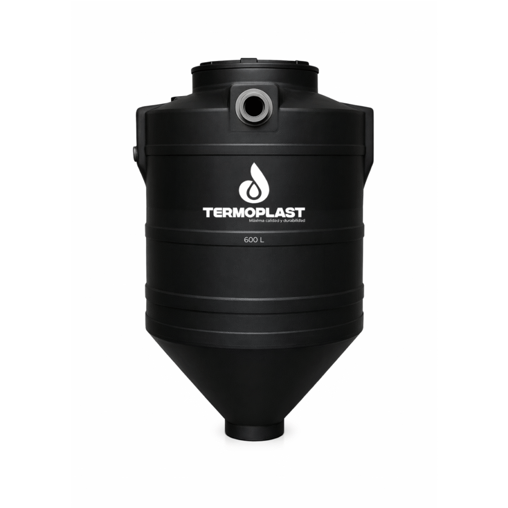 Tanque de agua Termoplast de 600 litros color negro, fabricado en plástico resistente, aislado y duradero