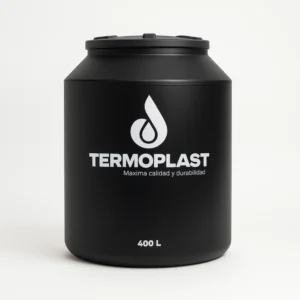 Tanque de agua Termoplast de 400 litros color negro con tapa hermética