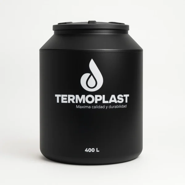 Tanque de agua Termoplast de 400 litros color negro con tapa hermética