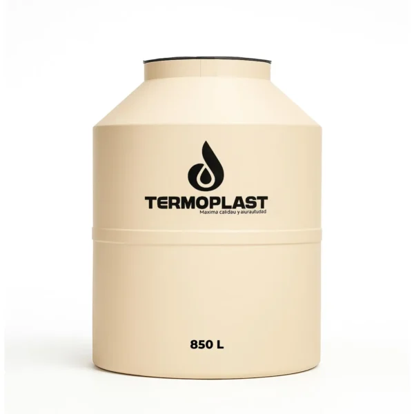 Tanque de agua Termoplast de 850 litros color Arena con logo impreso y tapa superior
