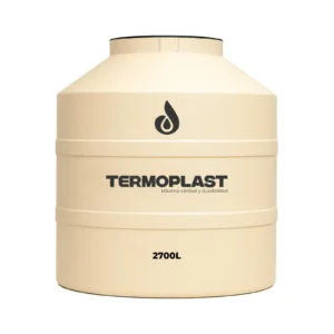 Tanque de agua Termoplast de 2700 litros color Arena con logo impreso y tapa superior