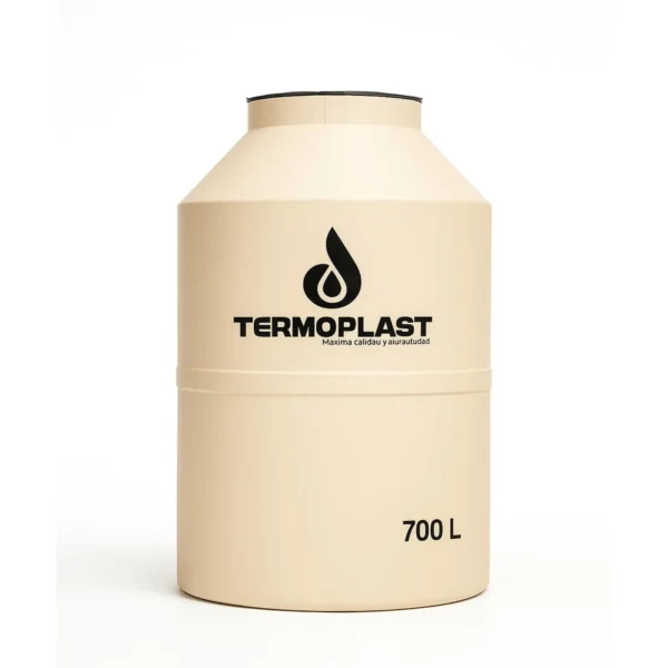 Tanque de agua Termoplast de 700 litros color Arena con logo impreso y tapa superior