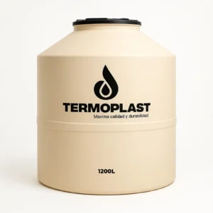 Tanque de agua de 1200 litros color arena, ideal para hogares con cortes frecuentes de agua.