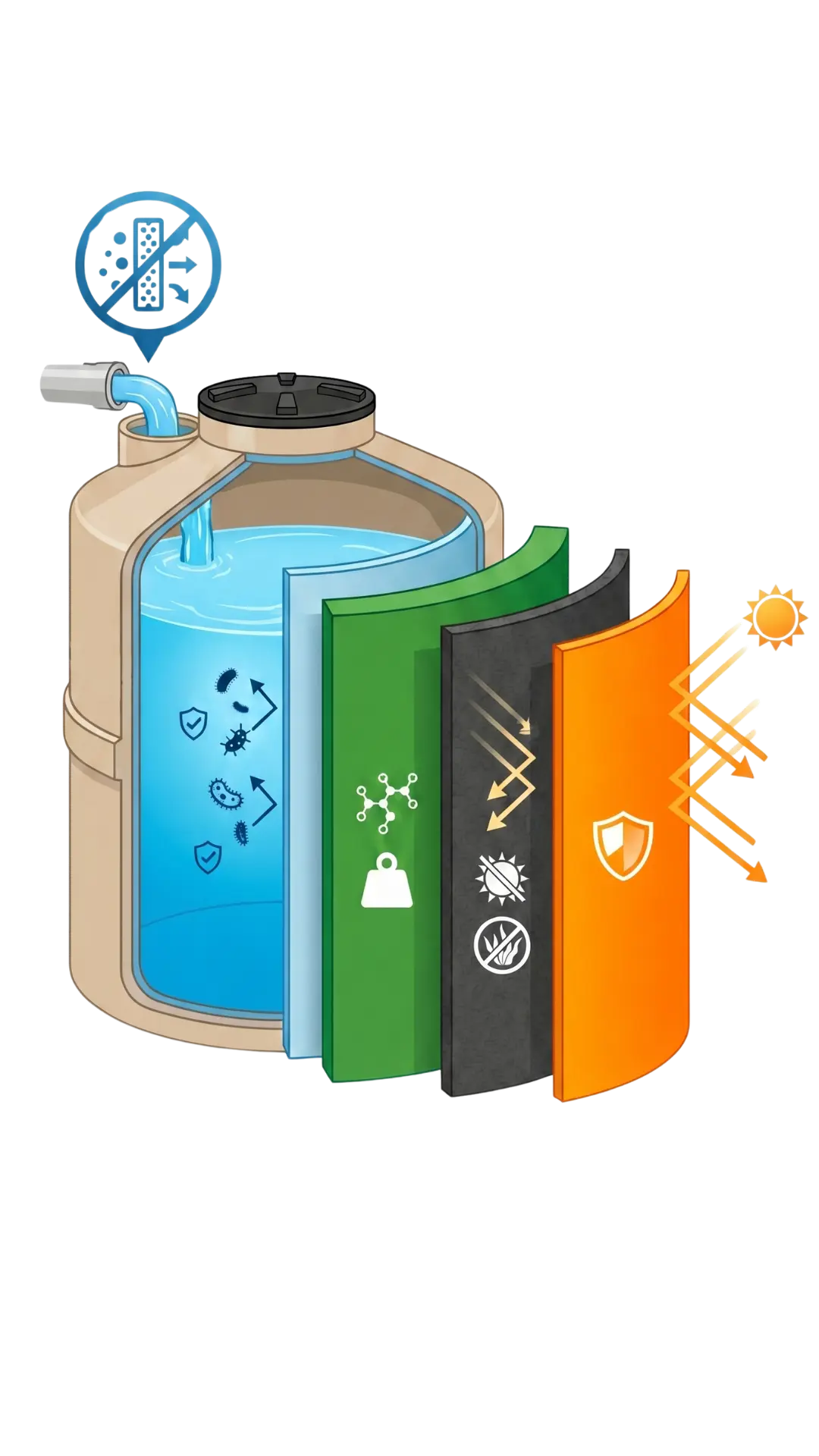 Capas de protección del tanque de agua Termoplast